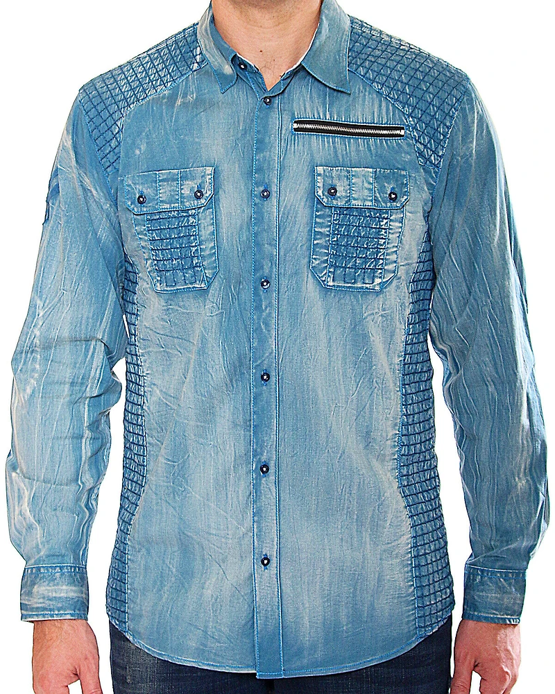 Austin Season Men's Criss-Cross Pattern Long Sleeve Western Shirt