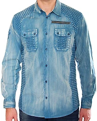 Austin Season Men's Criss-Cross Pattern Long Sleeve Western Shirt