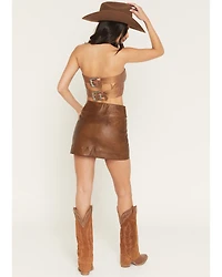 Show Me Your Mumu Women's Maverick Faux Leather Belted Mini Skirt
