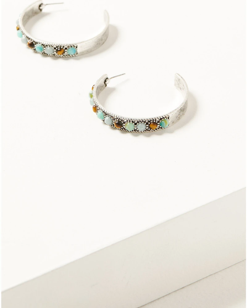 Shyanne Women's Juniper Sky Gem Hoop Earrings
