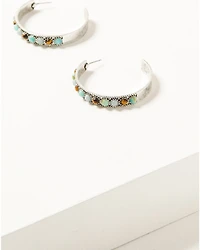 Shyanne Women's Juniper Sky Gem Hoop Earrings