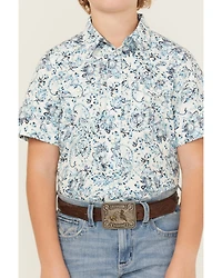 Cody James Boys' Frontier Threads Paisley Print Short Sleeve Snap Western Shirt