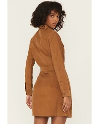 Wrangler Retro Women's Corduroy Long Sleeve Snap Mini Dress
