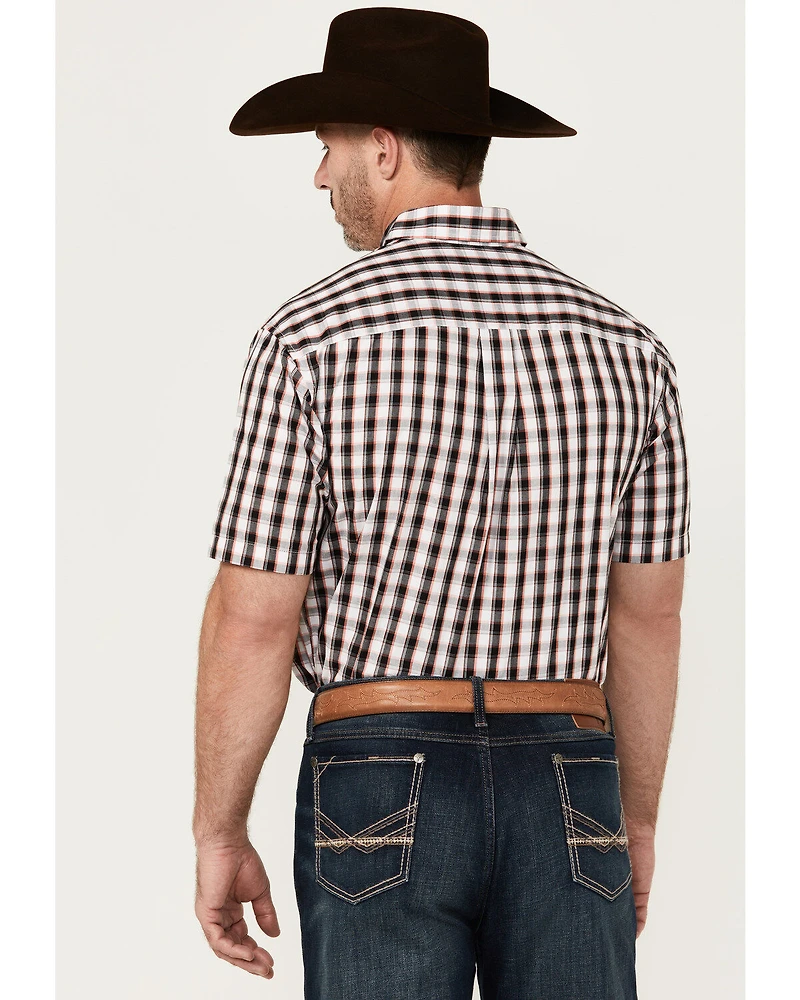 Wrangler Men's Classic Plaid Print Short Sleeve Button-Down Western Shirt