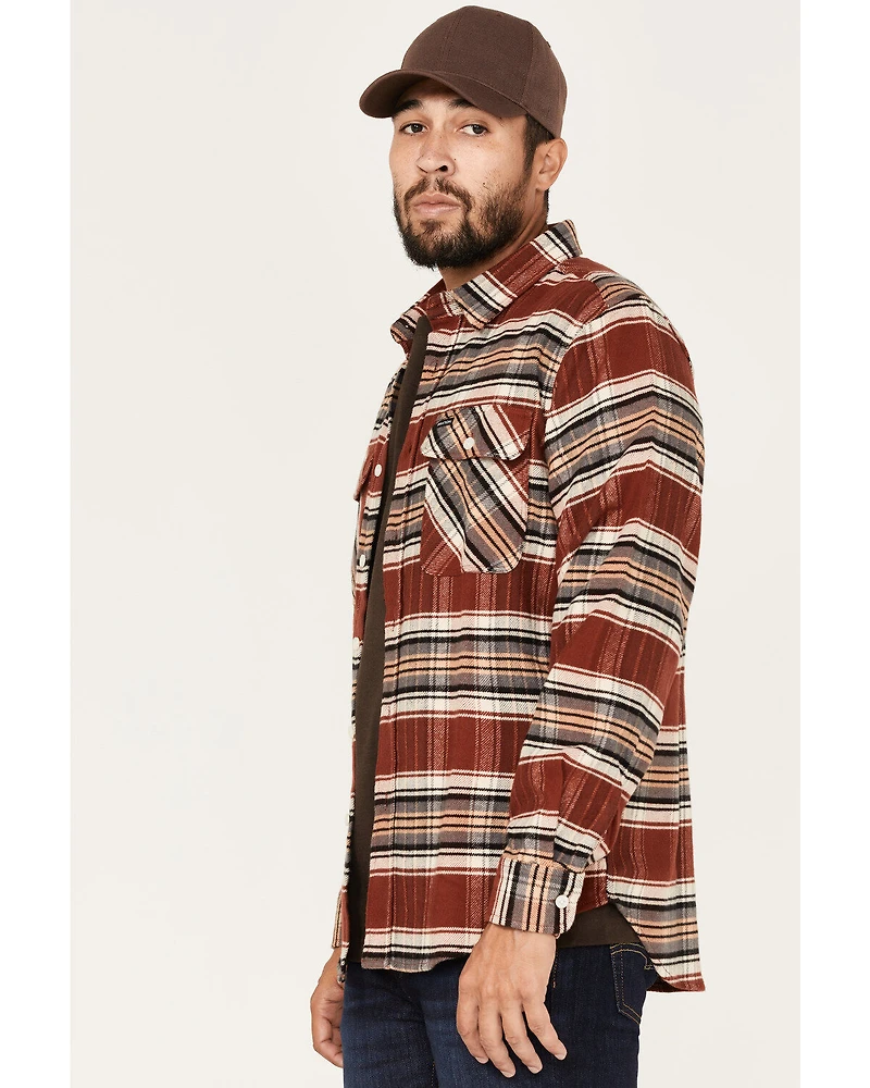 Brixton Men's Bowery Stretch Plaid Print Long Sleeve Utility Flannel Shirt