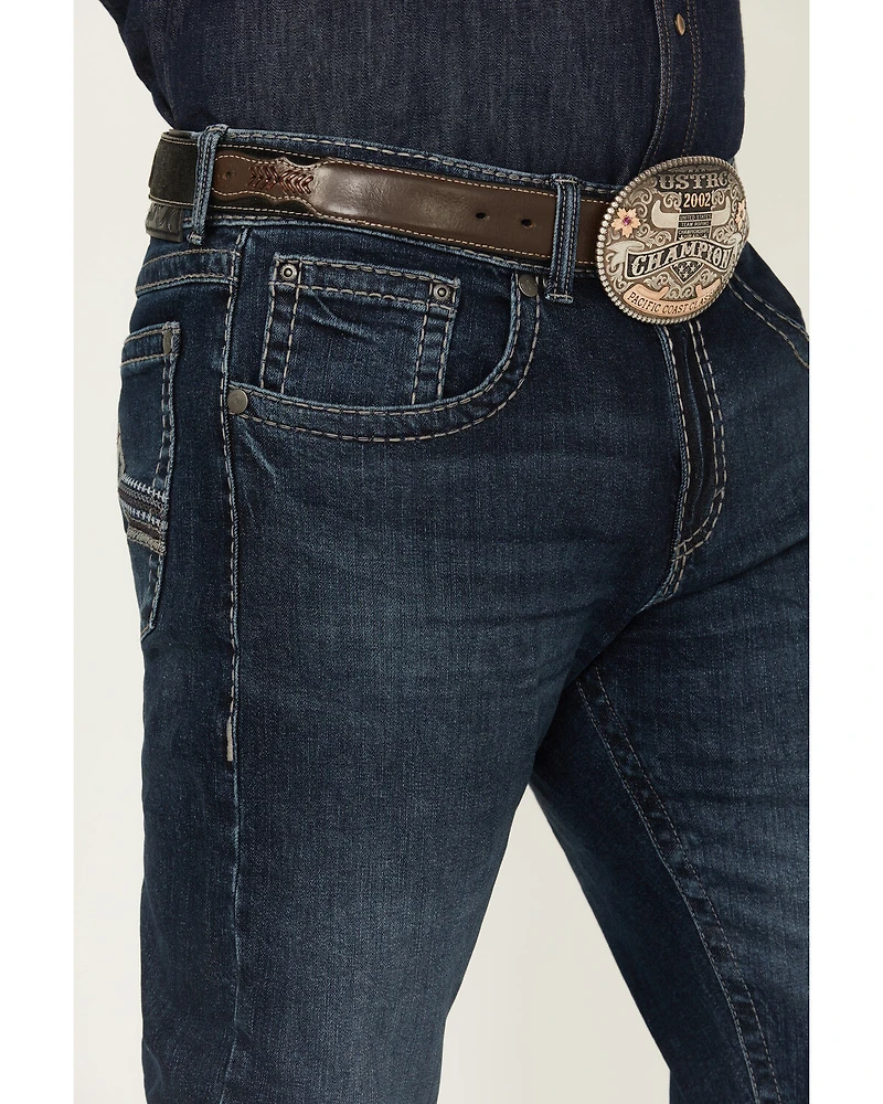 Rock 47 by Wrangler Men's Victor Dark Wash Slim Straight Stretch Denim Jeans