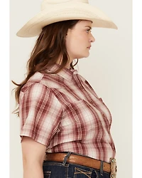 Ariat Women's Billie Jean Plaid Print Short Sleeve Button-Down Western Shirt - Plus