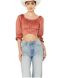 Beyond The Radar Women's Faux Suede Tie Back Top