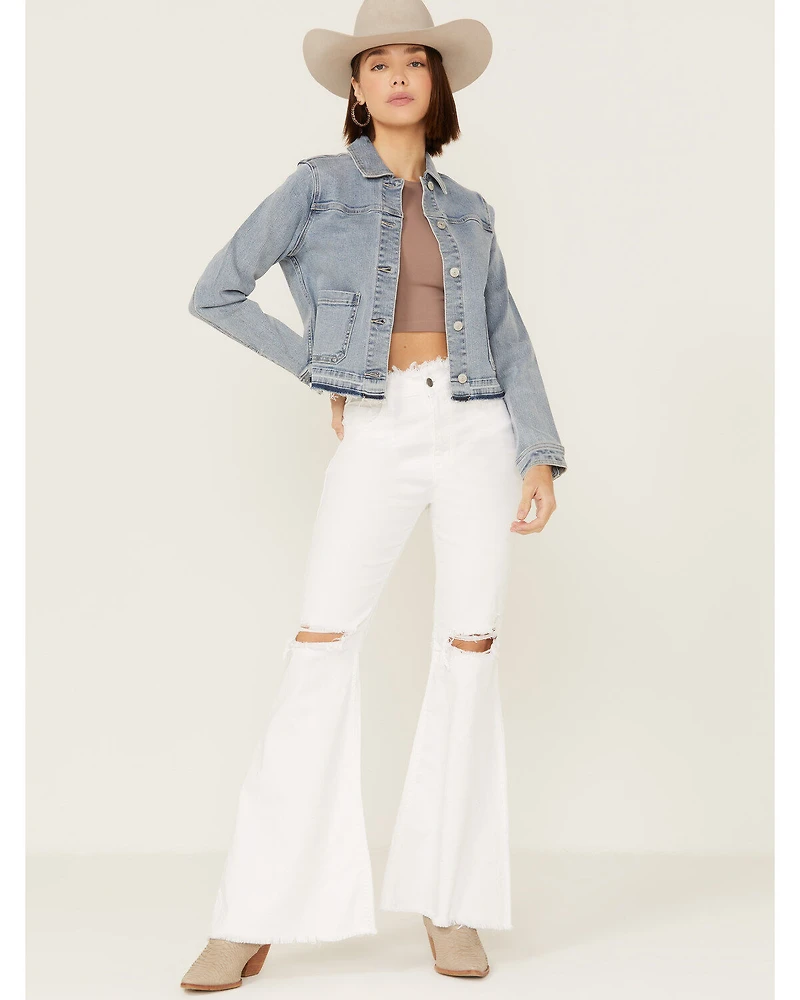 Shyanne Women's Released Hem Frayed Denim Jacket