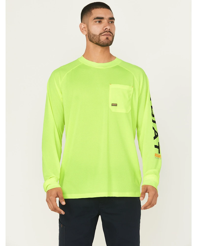 Ariat Men's Lime Rebar Heat Fighter Long Sleeve Work Pocket T-Shirt