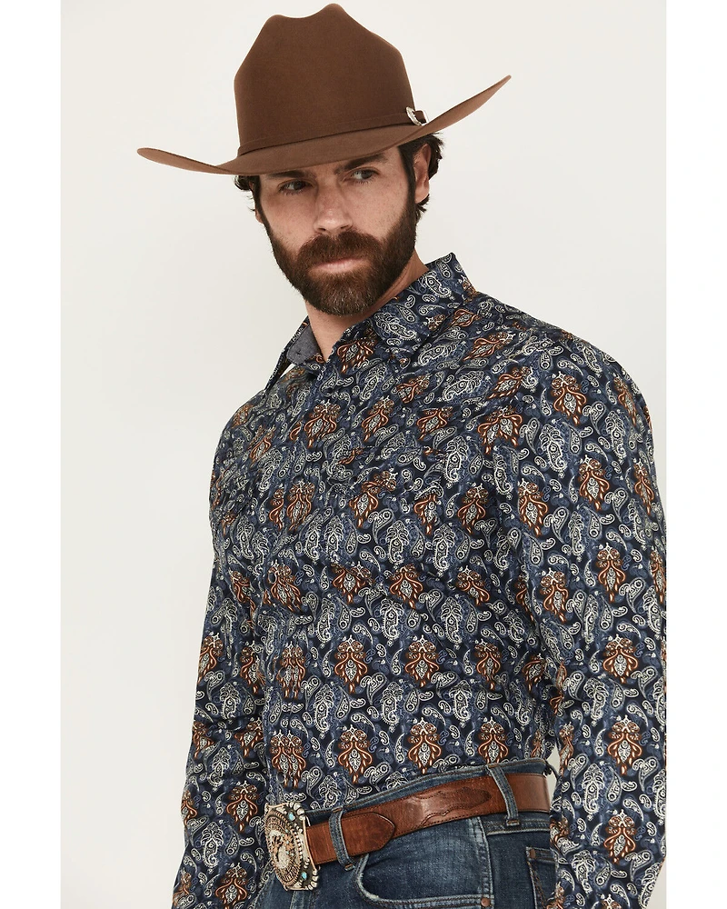 Cody James Men's Rodeo Ritz Paisley Print Long Sleeve Snap Western Shirt