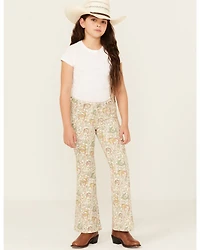 Rock & Roll Denim Girls' Floral Print Flare Stretch Jeans