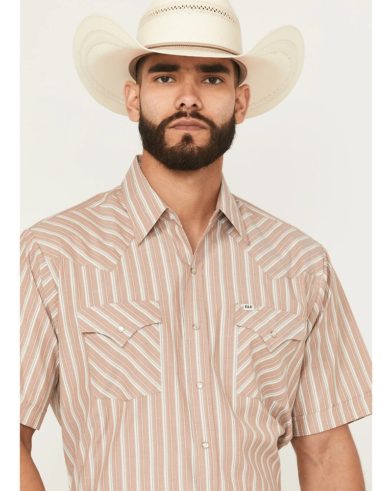 Ely Walker Men's Striped Short Sleeve Pearl Snap Western Shirt
