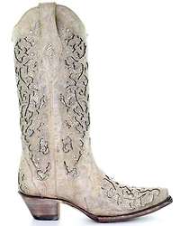 Corral Women's White Glitter Inlay Western Boots