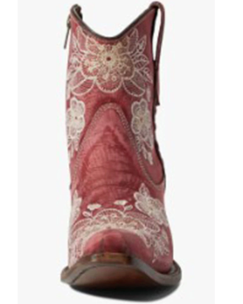Circle G Women's Flowered Embroidery Ankle Western Booties - Snip Toe
