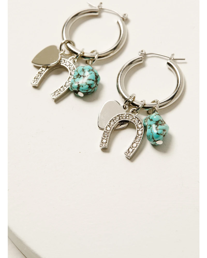 Shyanne Women's Dangle Charm Hoop Earrings