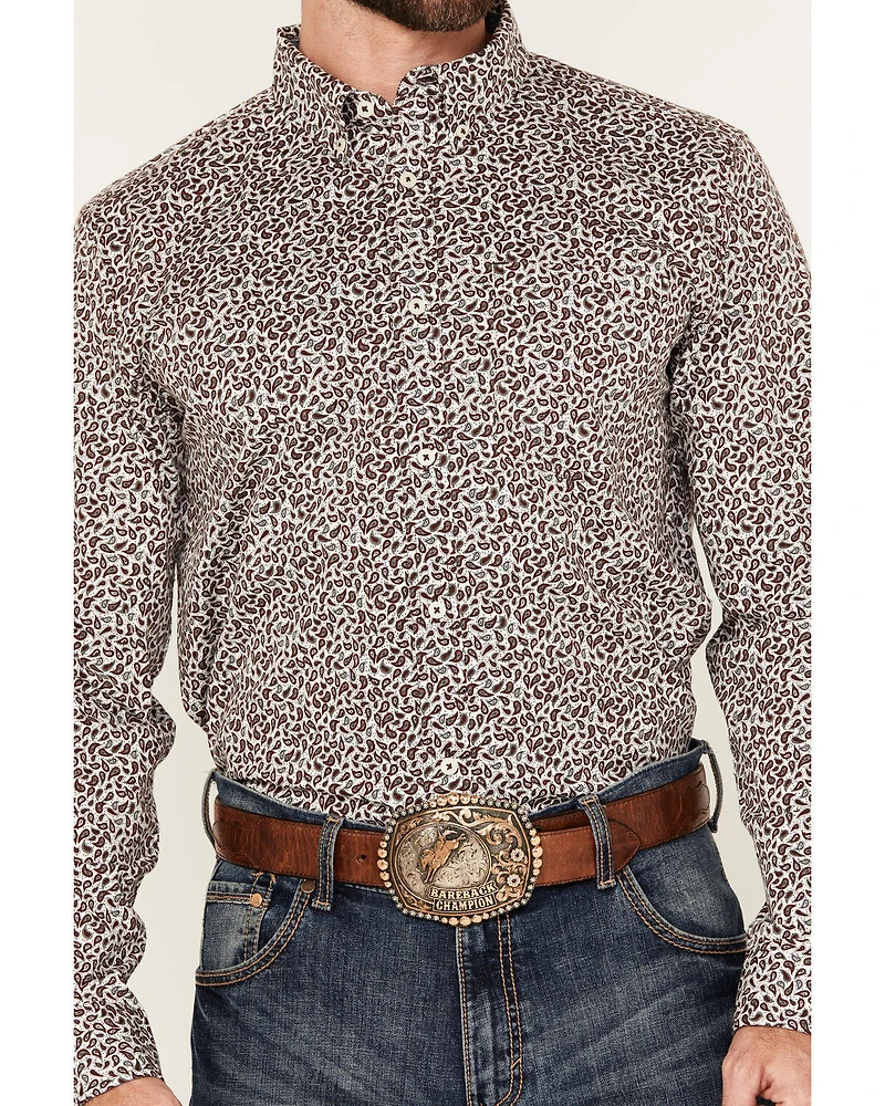 Cody James Men's Country Paisley Print Long Sleeve Button-Down Stretch Western Shirt