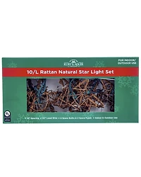 Kurt Adler 9' UL 10L Rattan Natural Star Light Set