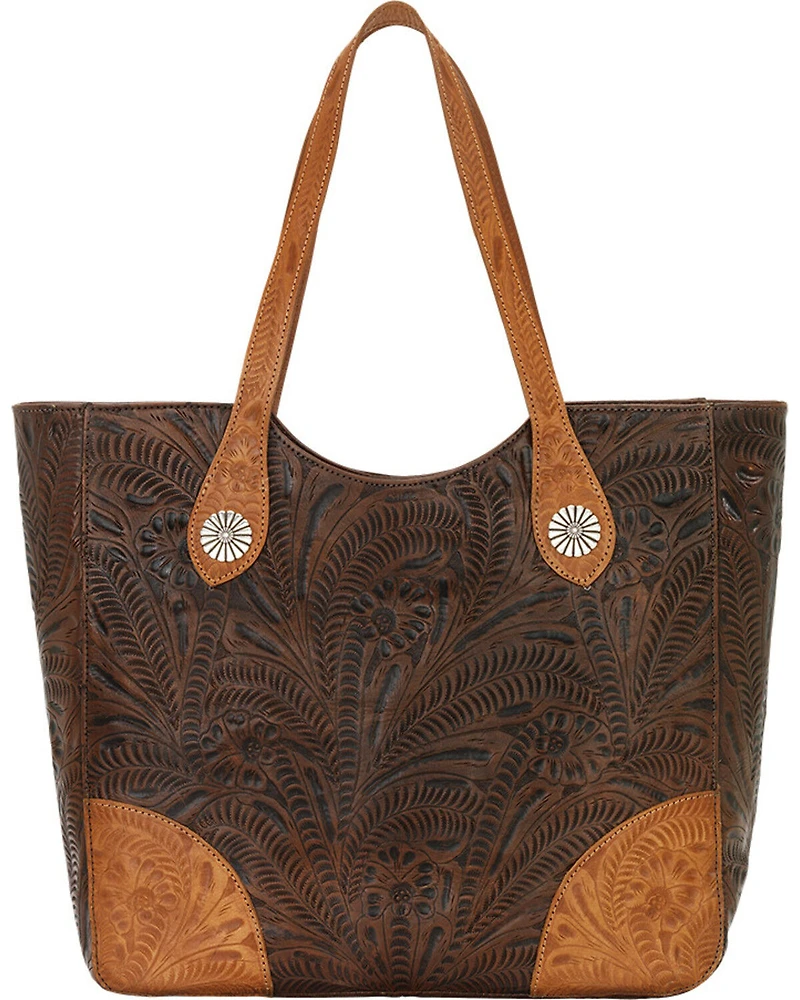 American West Women's Annie's Secret Collection Brown Large Zip Top Tote