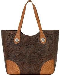 American West Women's Annie's Secret Collection Brown Large Zip Top Tote