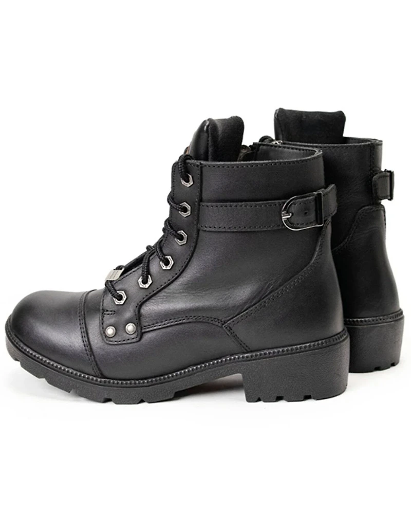 Milwaukee Leather Women's Front Lace Motorcycle Boots - Round Toe
