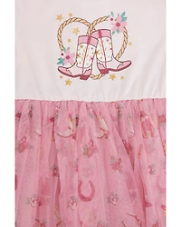 Sugar California Toddler Girls' Cowboy Boot Long Sleeve Tutu Dress