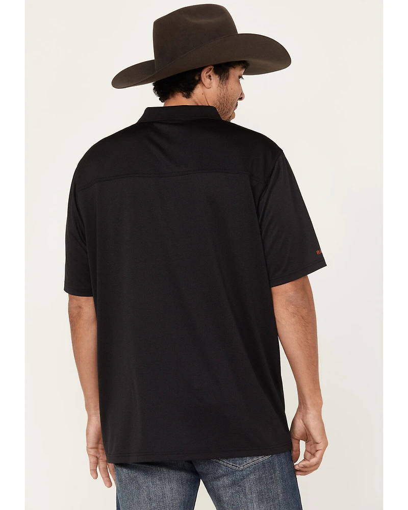 RANK 45® Men's Linear Geo Print Short Sleeve Polo Shirt