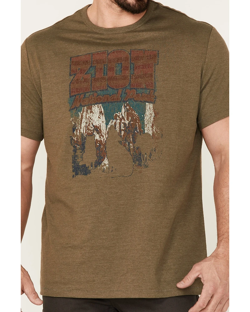 Brothers and Sons Men's Olive Zion National Park Graphic Short Sleeve T-Shirt
