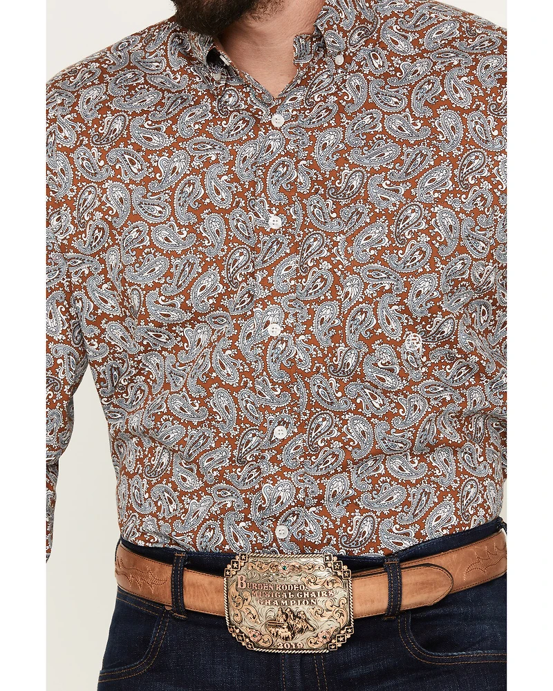Roper Men's Amarillo Paisley Print Long Sleeve Button Down Western Shirt