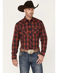 Wrangler Men's Plaid Print Long Sleeve Snap Western Shirt
