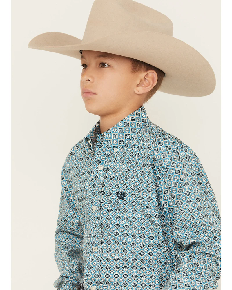 Cinch Boys' Printed Long Sleeve Button-Down Western Shirt