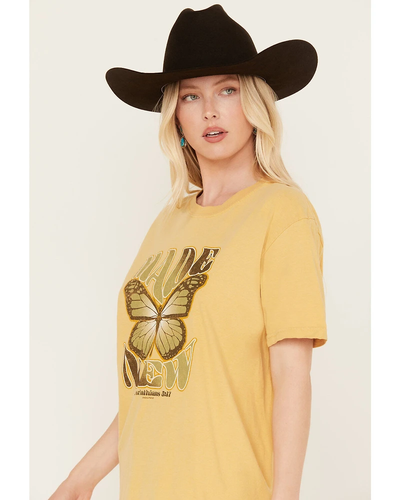 Kerusso Women's Made New Butterfly Graphic Tee