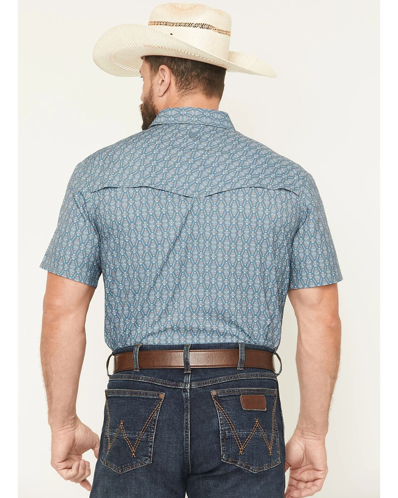 RANK 45® Men's River Rangers Southwestern Print Short Sleeve Snap Western Shirt