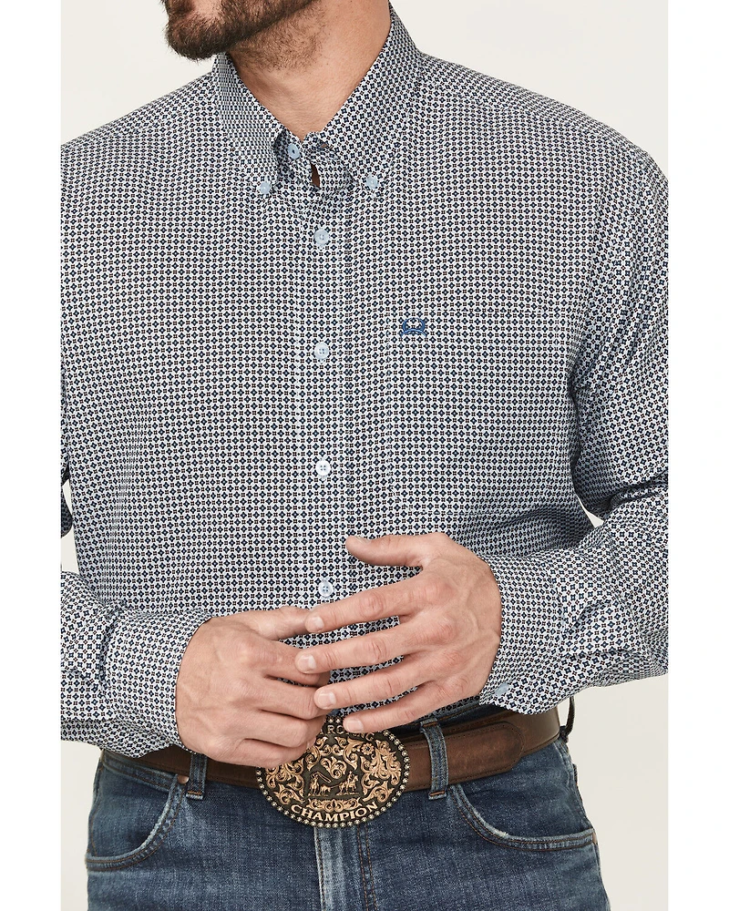 Cinch Men's Geo Print Long Sleeve Button-Down Performance Stretch Western Shirt