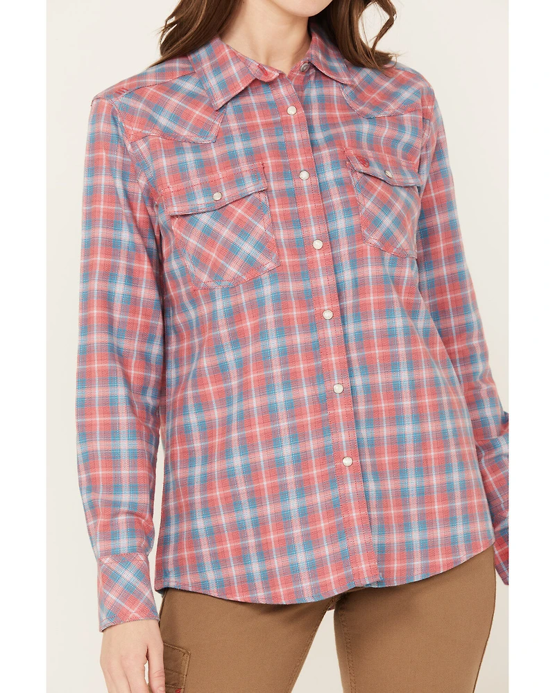 Ariat Women's FR Plaid Print Long Sleeve Button Down Work Shirt