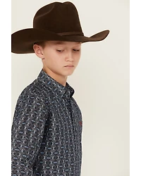 Ariat Boys' Classic Southwestern Print Long Button-Down Western Shirt