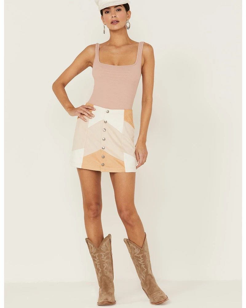 Shyanne Women's Patchwork Faux Suede Mini Skirt
