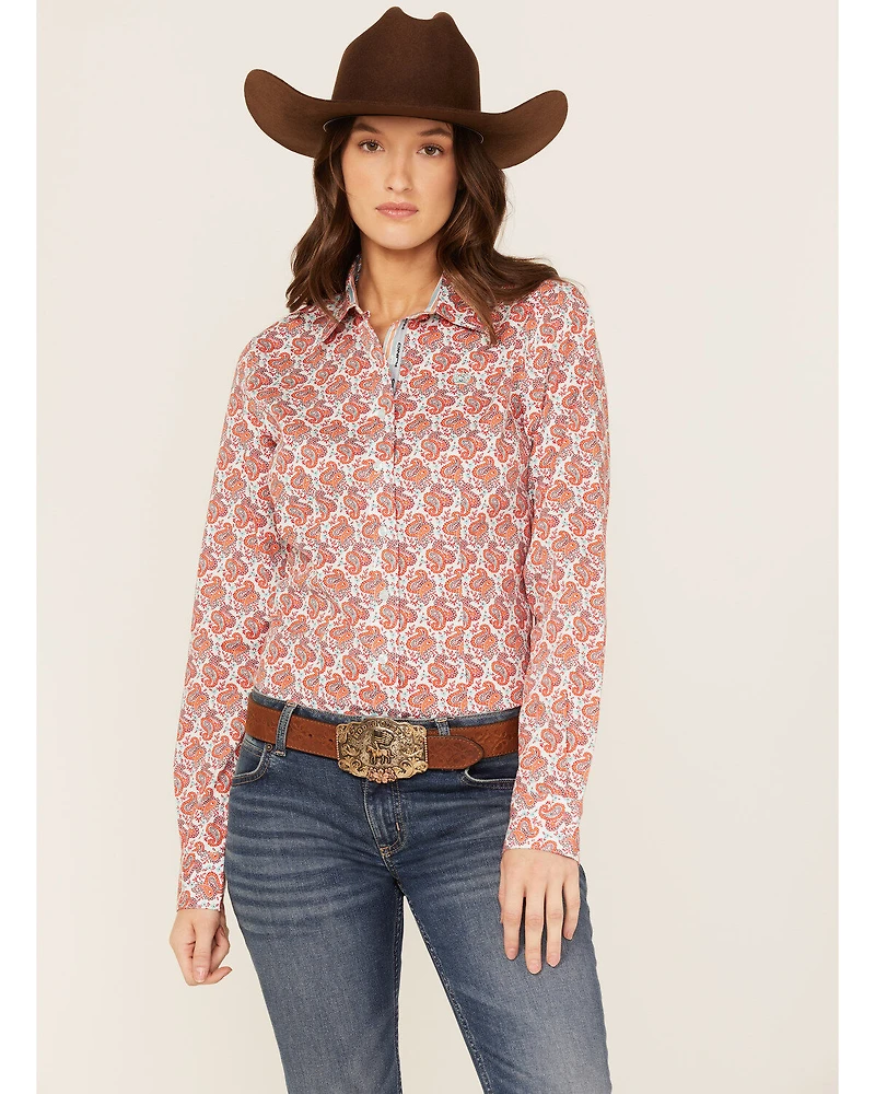 Cinch Women's Paisley Print Long Sleeve Button Down Core Shirt