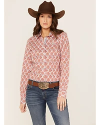 Cinch Women's Paisley Print Long Sleeve Button Down Core Shirt