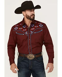 Rodeo Clothing Men's Embroidered Yoke Long Sleeve Snap Western Shirt