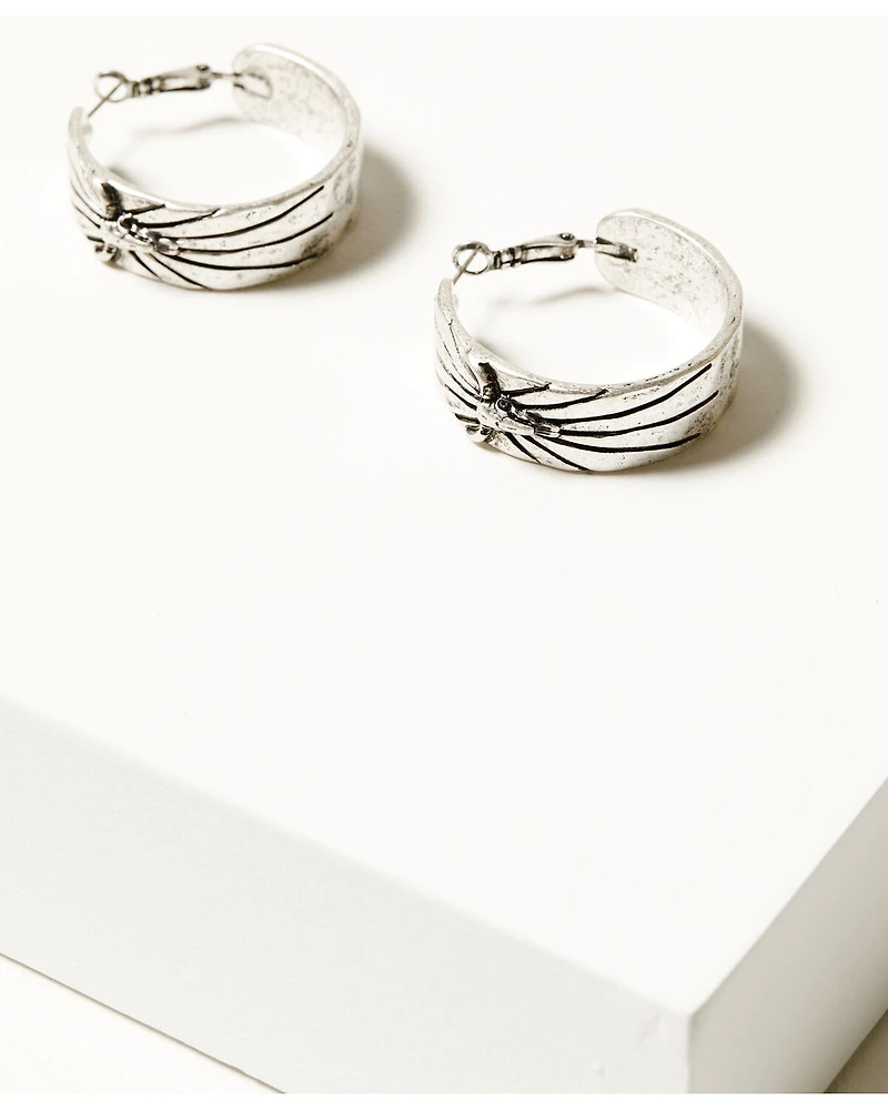 Idyllwind Women's Austin Steer Head Hoop Earrings