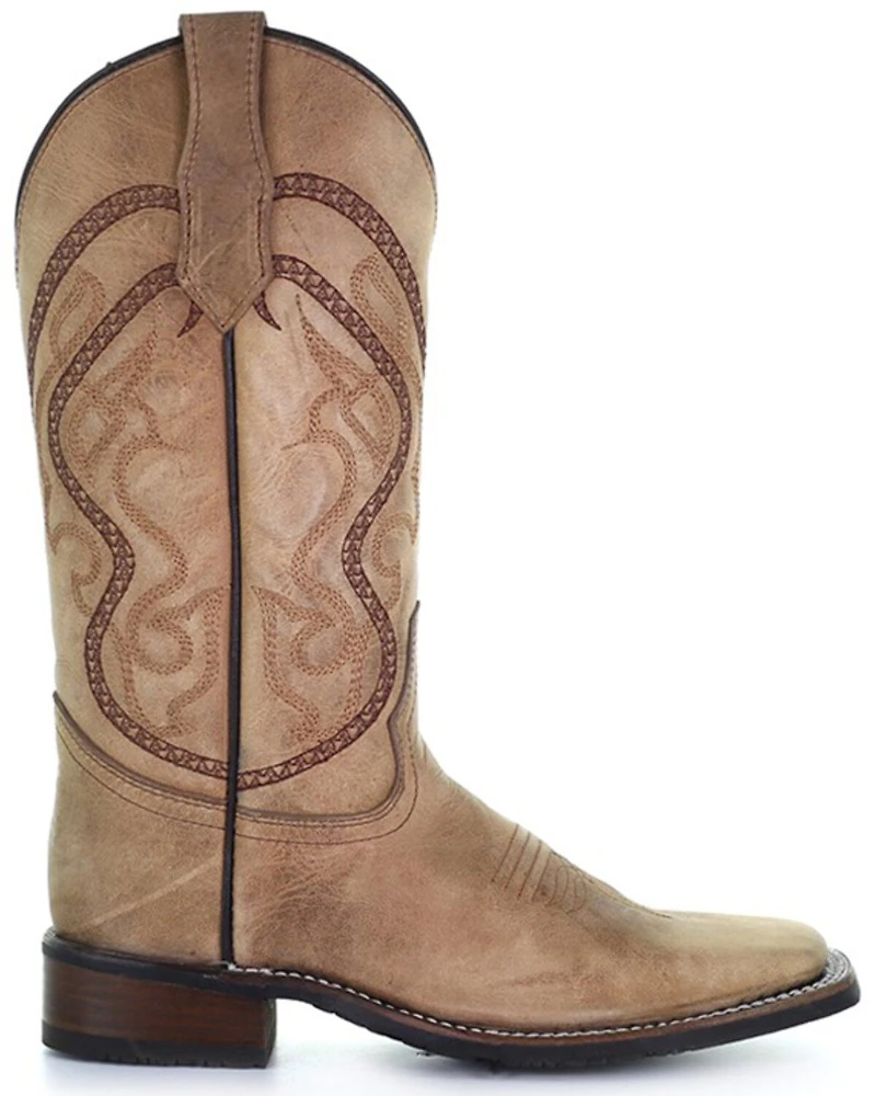 Circle G Women's Saddle Embroidered Leather Western Boot - Broad Square Toe