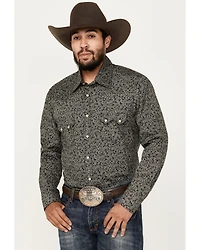 Rock & Roll Denim Men's Paisley Pinstripe Print Long Sleeve Snap Stretch Western Shirt