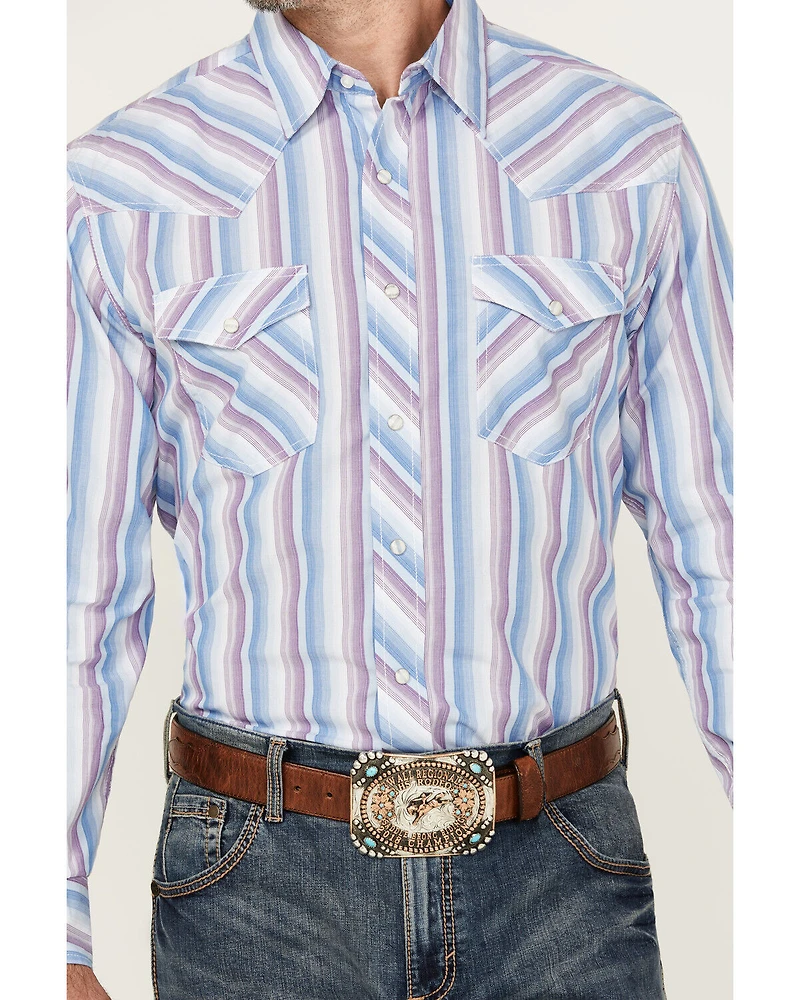 Wrangler 20X Men's Striped Print Long Sleeve Snap Stretch Western Shirt