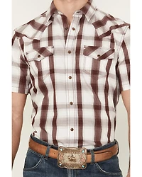 Moonshine Spirit Men's Memphis Plaid Print Short Sleeve Snap Western Shirt