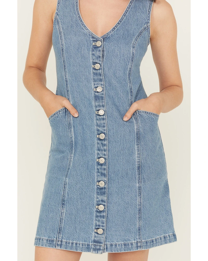 Levi's Women's Light Wash Vianna Sleeveless Button-Down Denim Dress