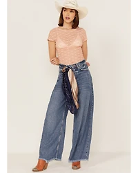 Free People Women's Keep It Simple Lace Short Sleeve Top