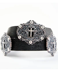 Shyanne Women's Cross Concho Tooled Strap Belt
