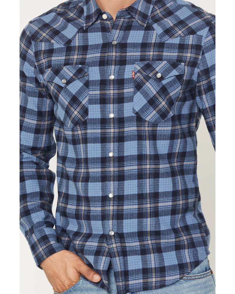 Levi's Men's Niklas Plaid Print Long Sleeve Snap Flannel Shirt