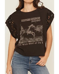 Originality Women's American Rodeo Lace Short Sleeve Graphic Tee